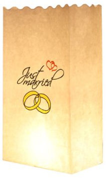 10 Stk. Luminaria Lichttüten weiß mit Motiv bedruckt Just Married