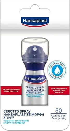 Hansaplast Cerotto Spray Protezione Trasparente, Cerotti impermeabili spray facili da applicare ad azione rapida contro i batteri, 1 Confezione 32.5ml per 50 applicazioni