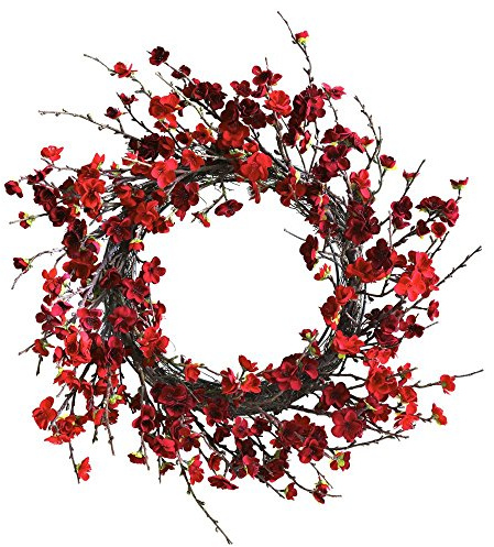 Nearly Natural 24in. Plum Blossom Wreath