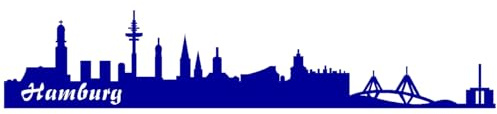 Skyline4u Aufkleber Hamburg Skyline viele Farben 15 x 3cm brillantblau