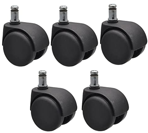 Wagner Ruote per sedie girevoli/Ruote per sedie da Ufficio Set da 5 piezzi - Duro - Diametro Ø 50 mm, intervallo frenato, Perno 11 x 20 mm, capacità di carico 50 kg/Ruota - 02500161