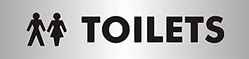 Seco Schild Toiletten mit Piktogramm, 190 x 45 mm, 2 mm, gebürstetes Aluminium-Effekt, Acryl