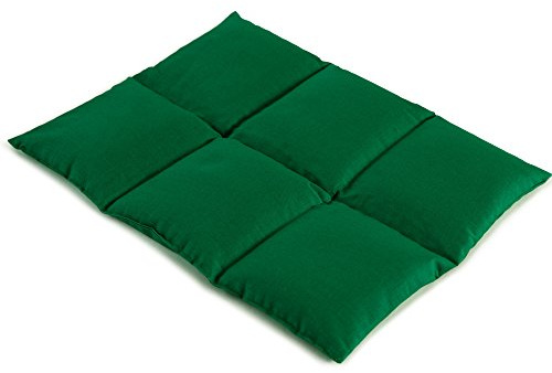 Coussin aux graines de lin 40x30 - Bouillotte sèche - Coussin thermique - Compresse froide (6 compartiments; Design: vert)