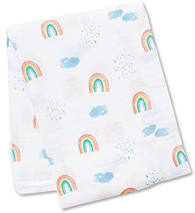Lulujo Baby LJ440 Copertina di Fasciare - Swaddling Blanket, 120 x120 cm, Multicolore (Rainbow Sky)