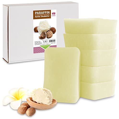 Kosmetex Wellness-Paraffinbad Karite Sheabutter – Paraffin-Entspannungsbad für Hände und Füße – Paraffinwachs – Paraffin-Block für Wachserwärmer (6x 500ml)