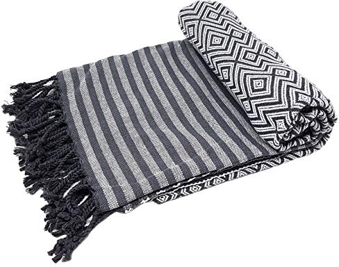 Stefano Ferrante KELIM LUX Hamamtuch (weiß) | Saunatuch, Pestemal, Fouta, Strandtuch, Badetuch, 100x180 cm, Baumwolle