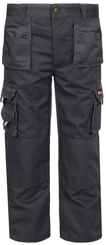 TuffStuff - Junior Pro Work Trousers, Grey, 11-12 Years - Durable Kids Workwear with Knee Pad Pockets, Holster Pockets with YKK Zip & Triple-Stitched Seams - Functional Design - Boys Trousers