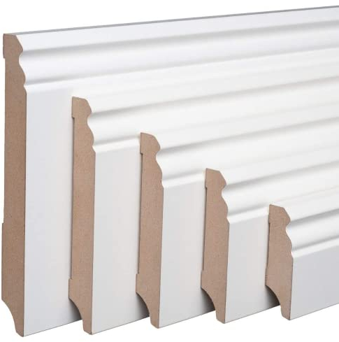 REESE Sockelleisten Weiß - MDF - Alt-Berliner Profil - 60mm Höhe - 10 Stück / 22 lfm - Fußleisten modern - nicht selbstklebend - 230 cm