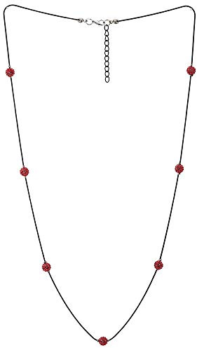 COOLSTEELANDBEYOND Exquisite Schwarz Statement Halskette Lange Kette mit Rot Strass Ball Charme Anhänger, Abendkleid Partei