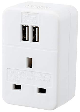 Invero UK to USA InterContinental Travel Adaptor 1 Way with 2x USB Charging Ports Ideal for Smartphones, Tablets, Cameras and more