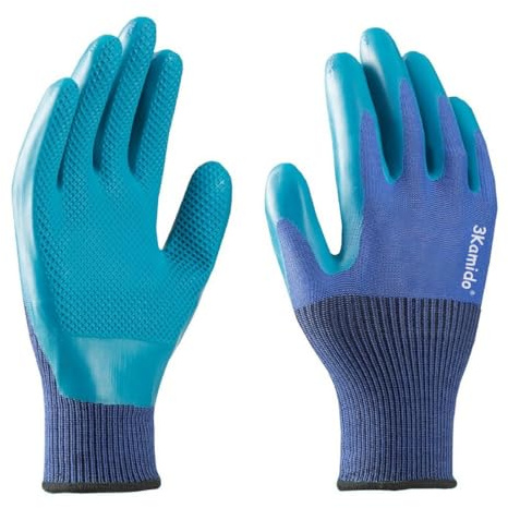 3Kamido Garden Touch Gartenhandschuhe, wasserdicht, Latex, robust | Strapazierfähige, verstärkte und wasserdichte Arbeitshandschuhe aus robustem, Latex für Gartenarbeit, anspruchsvolle Arbeiten