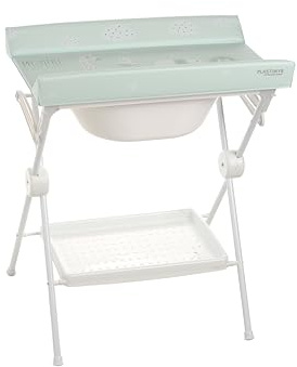 PLASTIMYR LEA | Bañera Cambiador Bebé Plegable de Viaje (Menta) | Con Bandeja Organizadora y Patas Antideslizantes · Segura y Compacta · Ligera y Fácil de Guardar