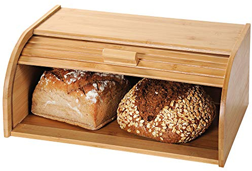 Kesper Großer Brotkasten aus Bambus mit Rollklappe, 40 x 27 x H17 cm, Frischhaltebox, Brotbox, FSC
