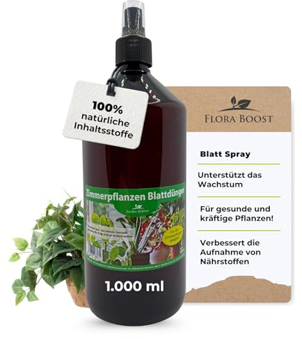 Flora Boost Zimmerpflanzen Dünger 1L, Flüssigdünger | Mikronisiertes Blattspray für Pflanzen, Für alle Zimmerpflanzen geeignet, 100% natürlicher Pflanzendünger