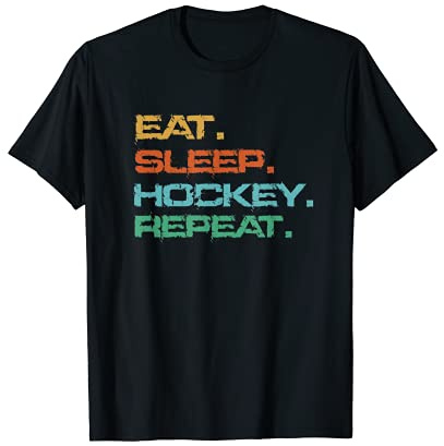 Hockey Regalo Eat Sleep Hockey Repeat Divertente Regalo Maglietta