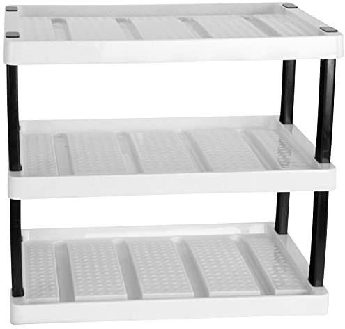 ARTECSIS Schuhregal Kunststoff Weiß I 3 Ebenen für 6 Paar Schuhe I Erweiterbar, Stapelbar
