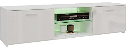 Panana 1600mm TV Stand Unit Cabinet Stand Two Doors Sideboard with RGB LED Lights for TVs 22inch to 65inch (White)