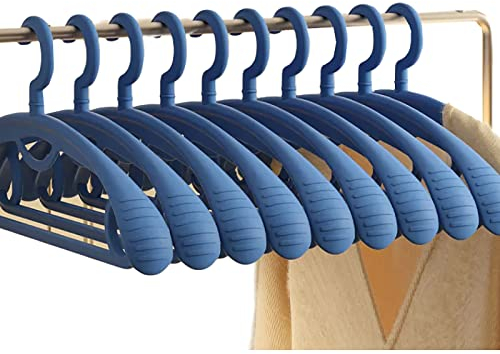 Kunststoff-Kleiderbügel, extra dicker Kunststoff, breite Schulter, für Erwachsene, um 360 Grad drehbar, rutschfest, Standard-Kleiderbügel, ideal für den täglichen Gebrauch, Blau, 10 Stück