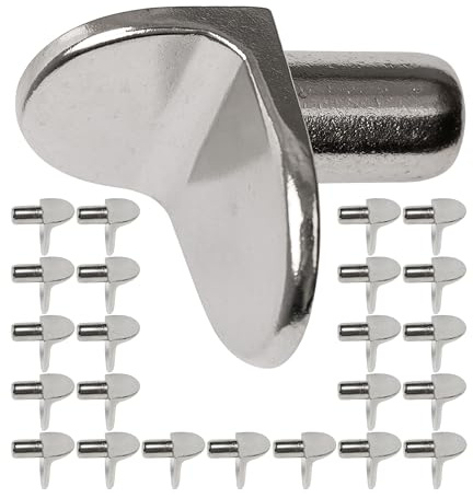 Regalboden Träger, 24 Stück, L-Form Bodenträger für Ø 5 mm Bohrlöcher, Winkelbodenträger aus massivem Stahl, Rost-frei, Einlegeboden Halter, D5 Stahlwinkelstütze Fachboden, Winkel Möbelträger L Form