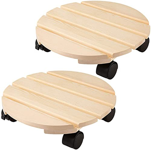 DUNAKE Pflanzenroller Außenbereich, Rollbrett Pflanzen Outdoor, 2 Packungen Untersetzer Mit Rollen Rund, Pflanzenuntersetzer Mit Feststellbaren Rollen Für Indoor