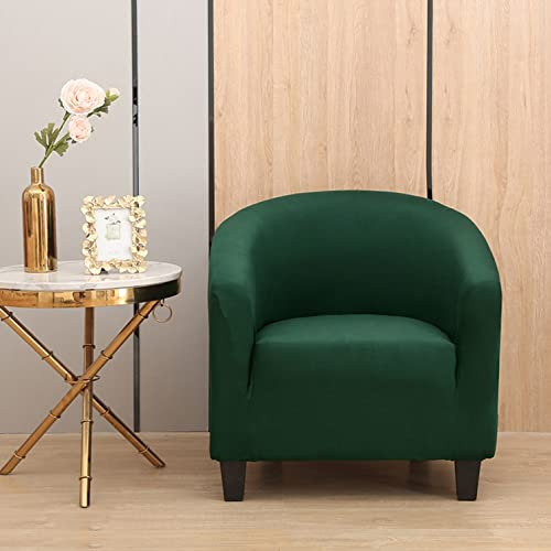 YOPOIY Stretch Runden Tub Club Stuhlbezüge, Weich Sesselhusse mit Elastischer Unterseite Abnehmbare Club Chair Schonbezug Waschbar Passform Möbelschutz -grün