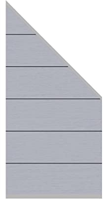 Sichtschutz System XL WPC grau 184/94x91cm als An-und Abschluss mit Leisten in silber von bambussi