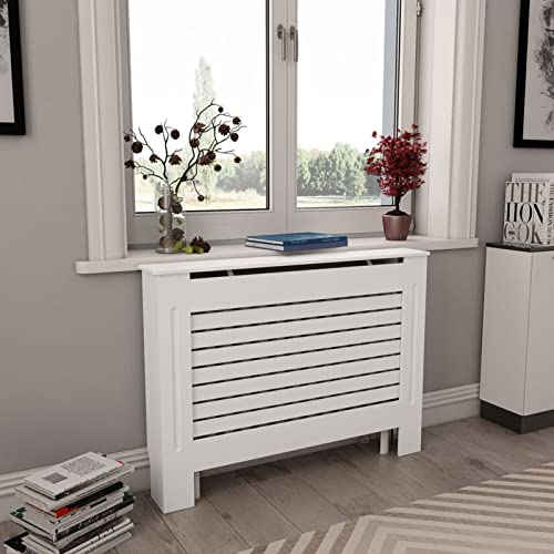 Chusui Heizkörperverkleidungen 2 STK Heizkörperabdeckung, Heizung Verkleidung, Radiator Cover, Verkleidung Heizkörper, Heizungsabdeckung, Weiß 112 x 19 x 81,5 cm MDF