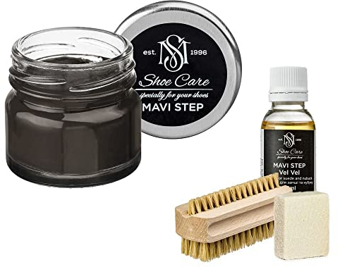 MAVI STEP Aurora Schuhpflegeset aus Wildleder und Nubuk - Luxus Schuhpflege Set - 141 Nassasphalt, 143 Mauve, Einheitsgröße