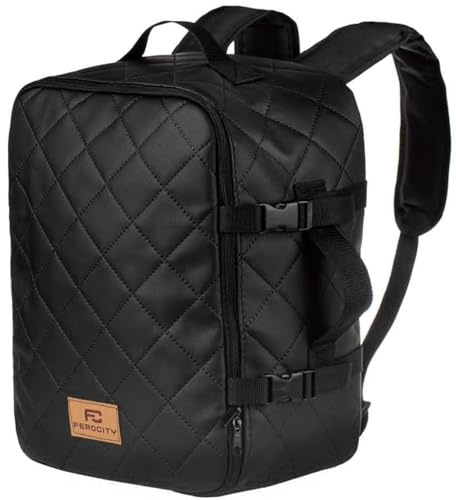 Multifunzione Zaino da Viaggio Bagaglio Borsa per Aereo cabina da viaggio Ideale per i voli Dimensioni 40x30x20cm Black Quilted [102]