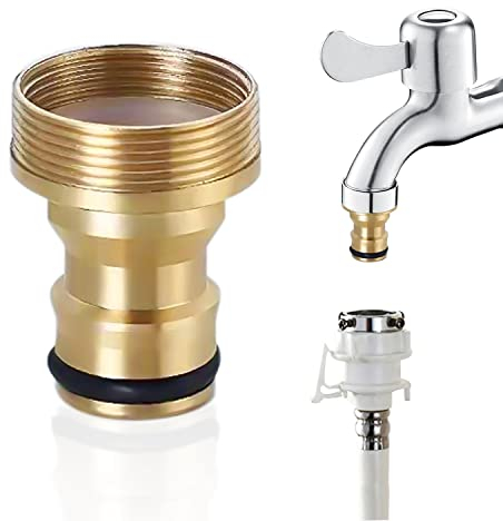 1 connettore per Rubinetto con rondella, Adattatore per Tubo in Ottone, connettore per Rubinetto con Filettatura Maschio, Maschio 24 mm, Femmina 22 mm, Adatto per Cucina, Bagno, Giardino