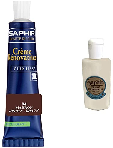 Saphir Cirage Crème Rénovatrice Tube, Marron, 25 ml & Cirage Crème Universelle 150 ml (Lot de 1)