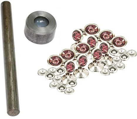 WedDecor 7mm Rivet Cadre Main Outil Avec Prune Acrylique Strass Rivet Clous - Mode Accessoire pour Cuir Loisirs Créatifs, Créateur Vêtements, Ceintures, Sacs, Chien Colliers, Chaussure, 50pcs