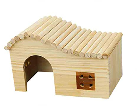 GOOBIX Natürliches Holz-Hamster-Blockhaus, rustikales Holz-Nistkasten, Vogelhaus, kleine Vögel, Blaumeise, Rotkehlchen, Spatz,medium