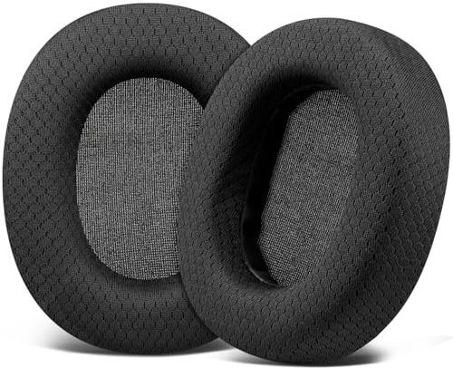 SOULWIT Mesh Fabric Replacement Earpads for Sony MDR-7506 MDR-V6 MDR-V7 MDR-CD900ST Monitor Headphones, Ear Pads Cushions with Softer High-Density Foam - Black