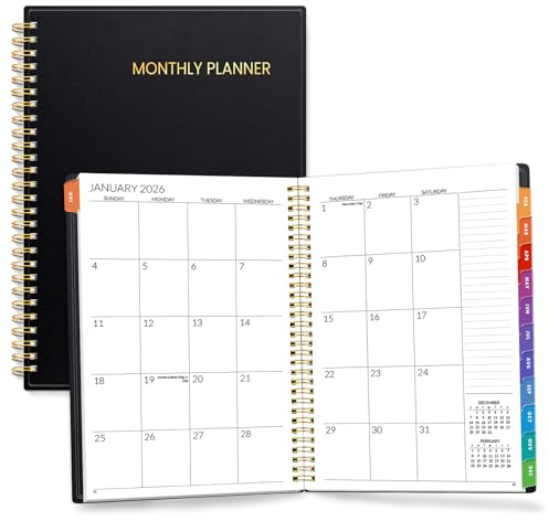 SUNEE 2026-2027 Planner - 24 Months (Jan 2026 - Dec 2027) - 7x10 Monthly Spreads & Yearly Planner, Black