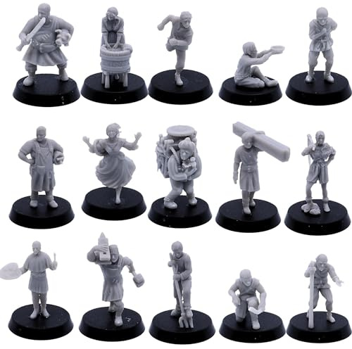 Forged Terrain Townsfolk Set NPC Villagers Dungeons and Dragons Miniatures Tabletop Games DnD Minis D&D Bulk Figures