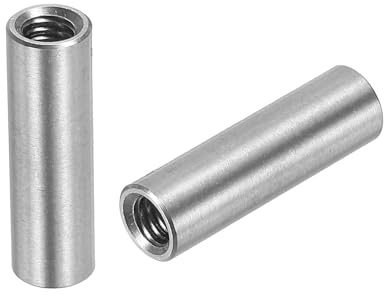 sourcing map M4 runde Verbindungsmuttern, 304 Edelstahl, 20 mm Länge, Hülsenstange, Bolzenmutter für Halterung, M4 x 20 x 6 mm, 10 Stück