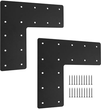 XZWMY 2 soportes de poste en L, placa de reparación resistente de 13.2 x 13.2 pulgadas con soporte de pérgola recubierto de polvo, soporte de viga, soporte de armadura, conectores de poste a viga,