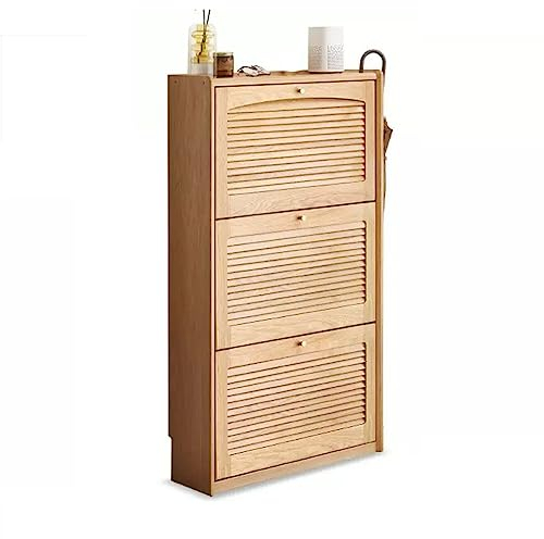 UYDJAKX Schuhschrank aus massivem Holz mit Kippeimer, schmaler Schuhschrank, Haustür, ultradünn, Veranda-Schrank, Wohnzimmer, Fensterladen, Tür, Boden, Schließfach, Schrank, Schuhregal Star of Light