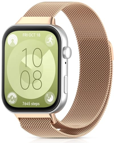 CHANRASI Metallrem kompatibel med Huawei Watch Fit 3 armband, magnetband för Huawei Watch Fit 3, rosaguld metallarmband