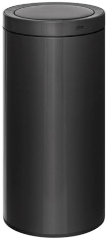 5five - Basurero automático redondo Delta de 40 l, metal negro, detección de movimiento inteligente, ahorro de energía, fácil limpieza, cierre silencioso