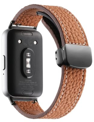 For Galaxy Fit 3 läderarmband Utbytbart armband klocktillbehör for Samsung Galaxy fit3 Sportarmband(Brown)