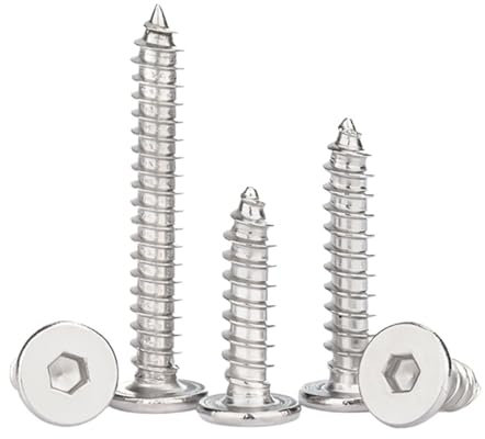 Aqxypas M2 M2,6 M3 M4 M5 M6 304 Edelstahl Sechskant Innensechskant Ultradünne Super Low Flat Wafer Head Selbstschneidende Schraube Holzschrauben(30mm)