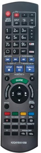 AULCMEET Remote Control,N2QAYB001058 New Replace Remote fit for Panasonic Smart 3D Blu-ray DVD Player Recorder DMR-HWT150 DMR-HWT250 DMR-PWT550 DMR-PWT655 DMR-HWT150EB DMR-HWT250EB | Recorder DMR-HWT150 DMR-HWT250 DMR-PWT550 DMR-PWT655 DMR-HWT150EB DMR-HWT250EB