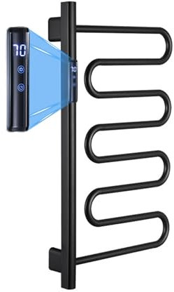 Portasciugamani Riscaldato Scaldasalviette Nero Display Digitale Radiatore WIFI Portasciugamani Elettrico a Parete Temporizzatore Portasciugamani 1-24H 105W Radiatore Scaldasalviette 68,2 * 38 * 8,2