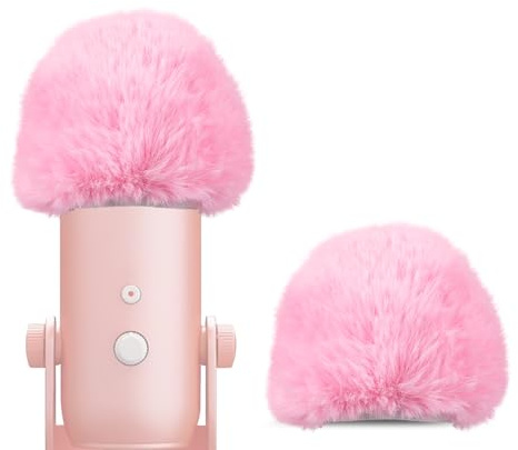 Geekria für Creator Fell-Windschutz kompatibel mit Blue Yeti, Yeti Pro USB-Mikrofon, Mic DeadCat Windabdeckung, Windbuster, Windjammer, Fluff Cover Windscreen (Pink / 2er-Set)