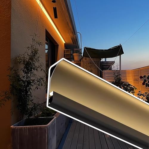 Elitix Led Profile Outside Lights Wall Lights Outdoor Ceiling Led Lighting Diffuser, Wall Ceiling Light Strip Fixtures for Office Theater, Stone Plaster Led Profile(Black,Large)