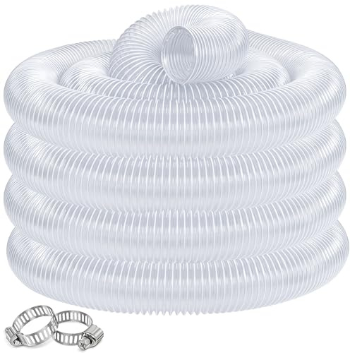 Dust Collection hose 2 in × 10 ft Clear Flexible PVC Fume Hose with Carbon Steel Wire for Dust Collector Table Saw Planer Woodworking, Lightweight and Puncture Resistant, with 4 Clamps