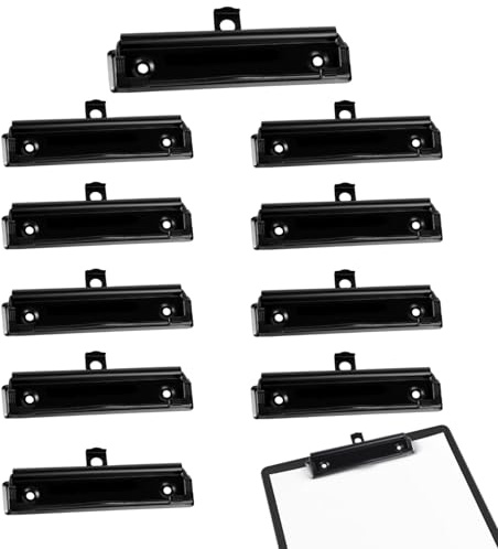12cm Klemmbrett Clips, Montierbare Klemmbrett Klemme, Clipboard Zwischenablage Ordner Klemmen mit Gummigriff für Büro, Schule, Schreibwaren (10er Pack)