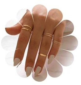 Katshdan Gold Stackable Ring Set for Women, 10PCS Minimalist Plain & Twisted Band Rings, Thin Knuckle Stacking Rings for Daily & Office Wear
